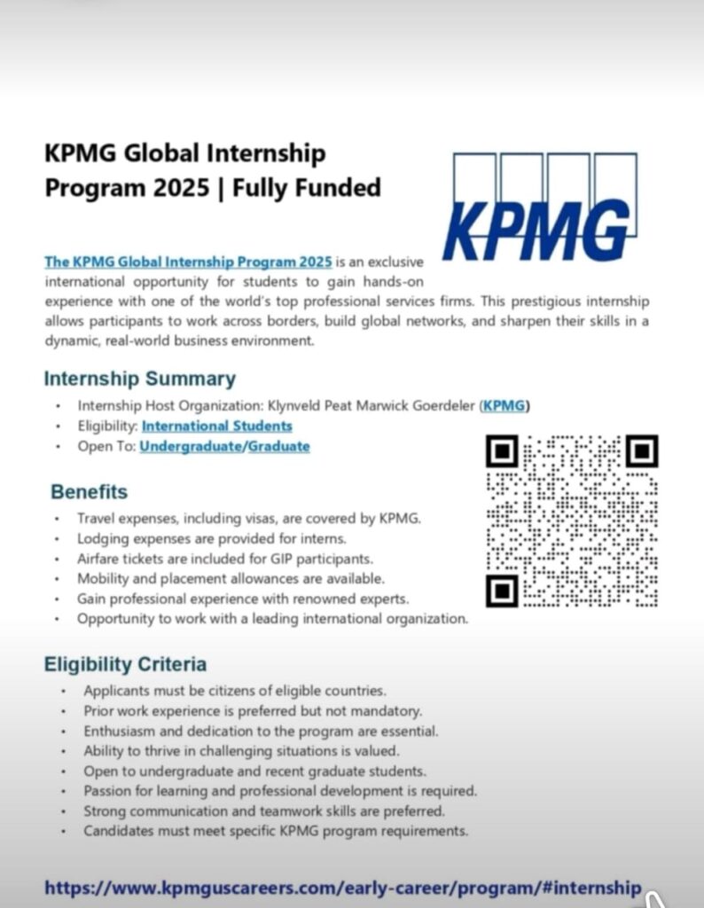 KPMG Global Internship - Tullow Alumni Connect